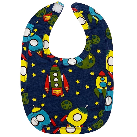 AnnLoren Baby Toddler Boy Space Ship Blanket & Bib Gift Set 2 pc Knit Cotton