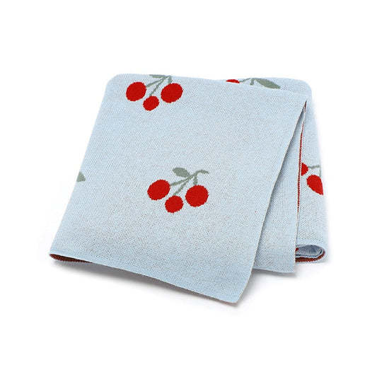 Knitted Cute And Sweet Cherry Soft Baby Blanket, Perfect For Newborn Boys And Girls