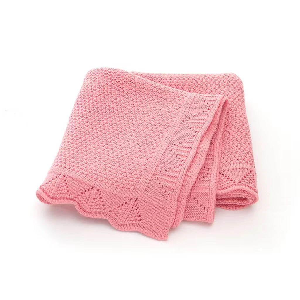 Children Solid Color Hollow Carved Graphic Design Simply Style Wool Quilt Blanket